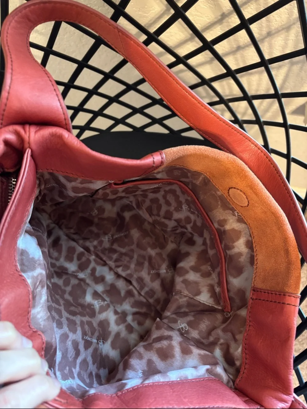 B. Makowsky Suede Leather Shoulder Bag in Burnt Orange - Picture 6 of 9